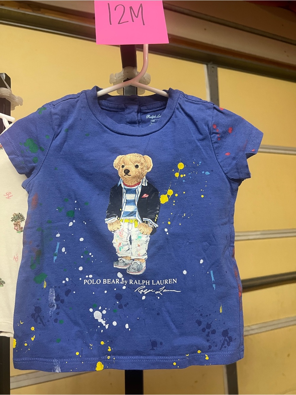 Ralph Lauren Blue Polo Bear Paint-Splash Short Sleeve Tee